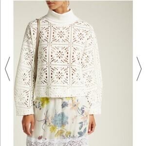 See By Chloe White Lace Turtleneck Sweater Small